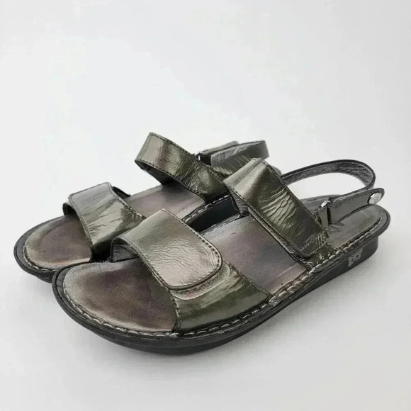 Alegria Verona Chrome Leather Casual Slide Slip On Loafer Platform Sandals - 7 - Picture 7 of 11